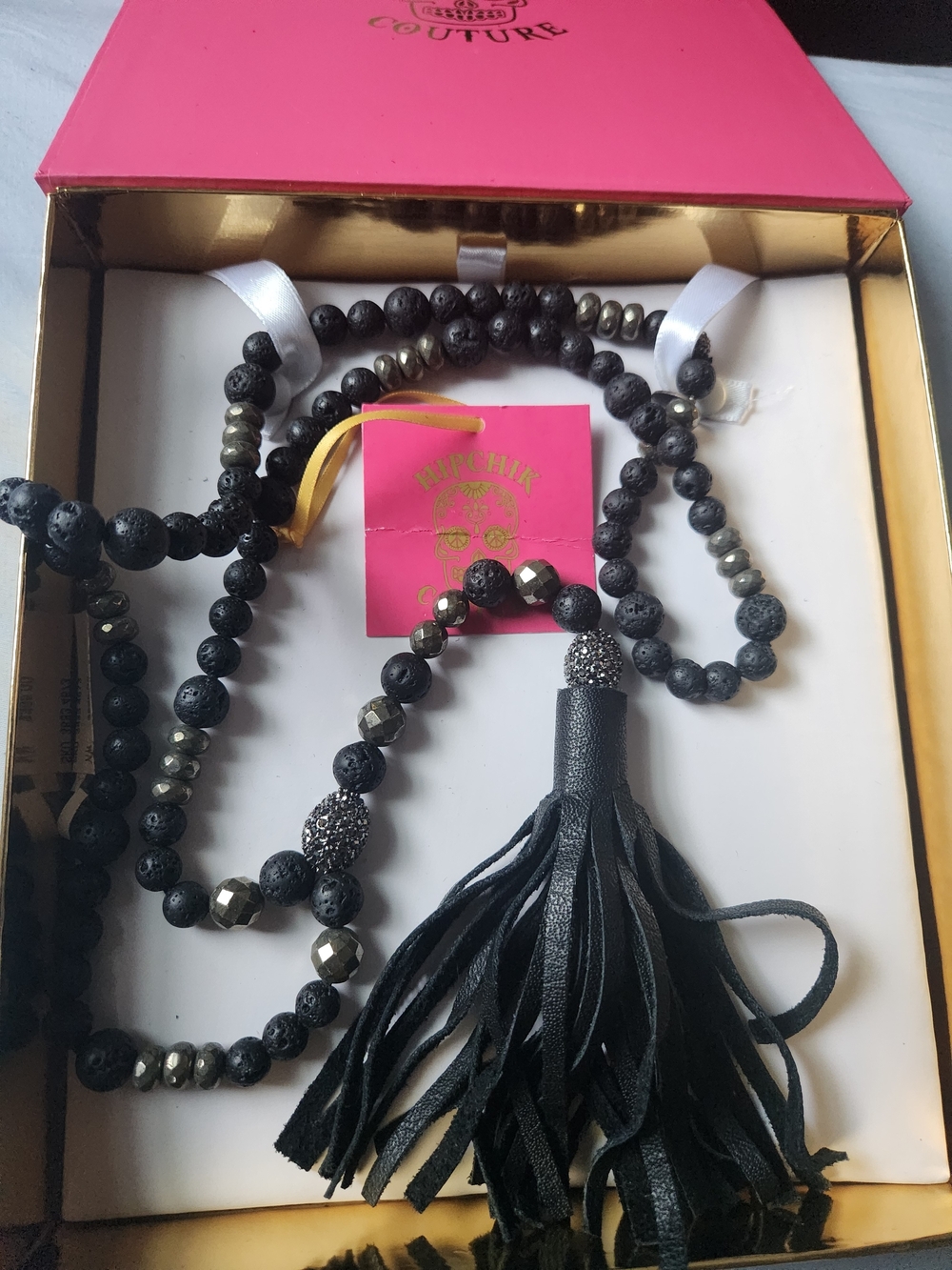 Hipchik Black Beaded Tassel Necklace - Women Jewelry
